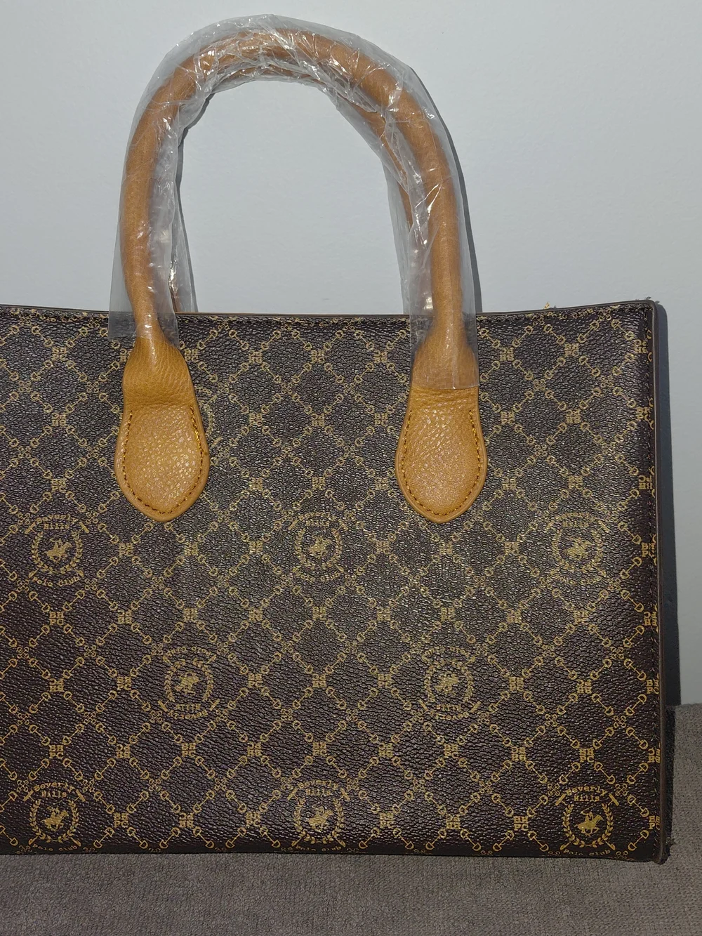 Beverly Hills Polo Club Brown and Tan Monogram Laptop Tote